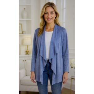 Soft Surroundings womens large Ultra Soft Cardigan Faux Suede Wrap drape jacket